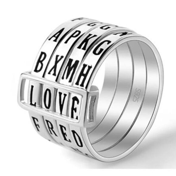 Silver Stls Steel spinning ring make words LOVE HOPE SOUL Sz 11 - Picture 1 of 8
